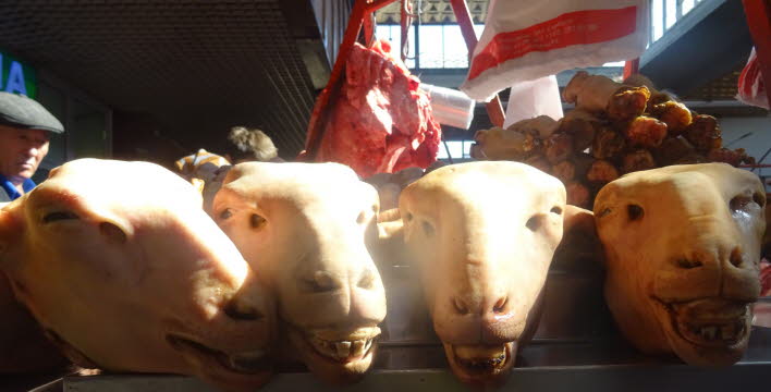 Schafskpfe auf dem Markt