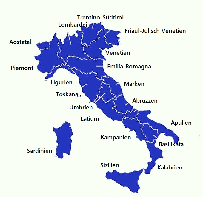 Italien mit Regionen