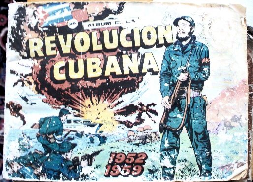 Das Album de la Revolucion Cubana wurde in den 1960er Jahren von Revista Cinegrafico als Propagandastück für Kinder produziert.
Das Album und die 271 Bildkarten wurden beim Kauf von Felices Obstdosen verschenkt. Die Karten wurden dann neben den entsprechenden Text geklebt, um die illustrierte Geschichte der Kubanischen Revolution zu vervollständigen.
Ich habe dieses stark zerlesene Exemplar auf einem Open-Air-Buchmarkt neben der Plaza de Armas in Habana Vieja gefunden.