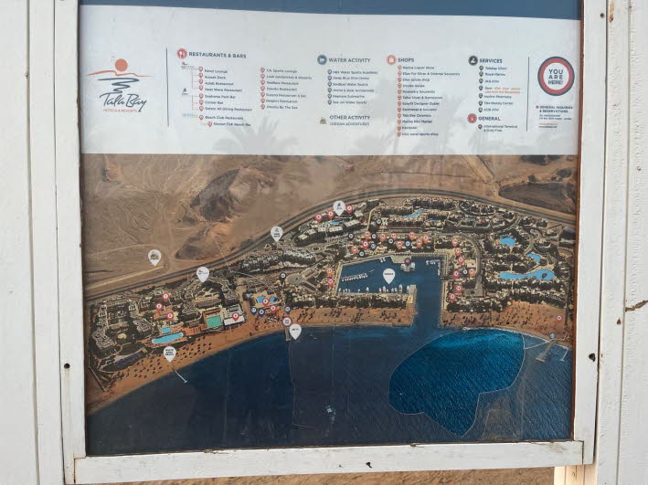 abgebildete Karte zeigt einen �bersichtsplan der Tala Bay, einem Resort-Gemeinschaft in Jordanien, s�dlich von Aqaba