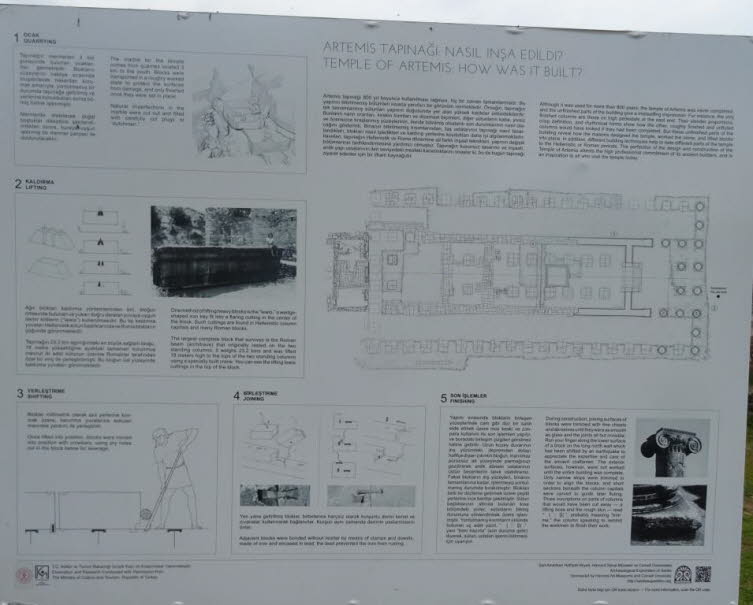 Die Infografik zeigt den Bauprozess des Artemis-Tempels in Sardis (nicht zu verwechseln mit dem Tempel in Ephesos). Sie erkl�rt in f�nf Schritten, wie die antiken Baumeister die gewaltigen Marmorbl�cke gewannen, transportierten und pr�zise zusammensetzten