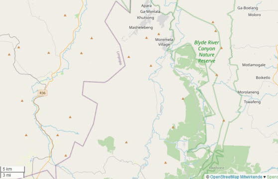 Blyde River Canyon: Der Blyde River Canyon ist mit 26.946 ha der drittgrte Canyon der Welt, nach dem Grand Canyon in den Vereinigten Staaten und dem Fish River Canyon in Namibia, und ist aufgrund seines ppigen subtropischen Laubs der grte "grne Cany